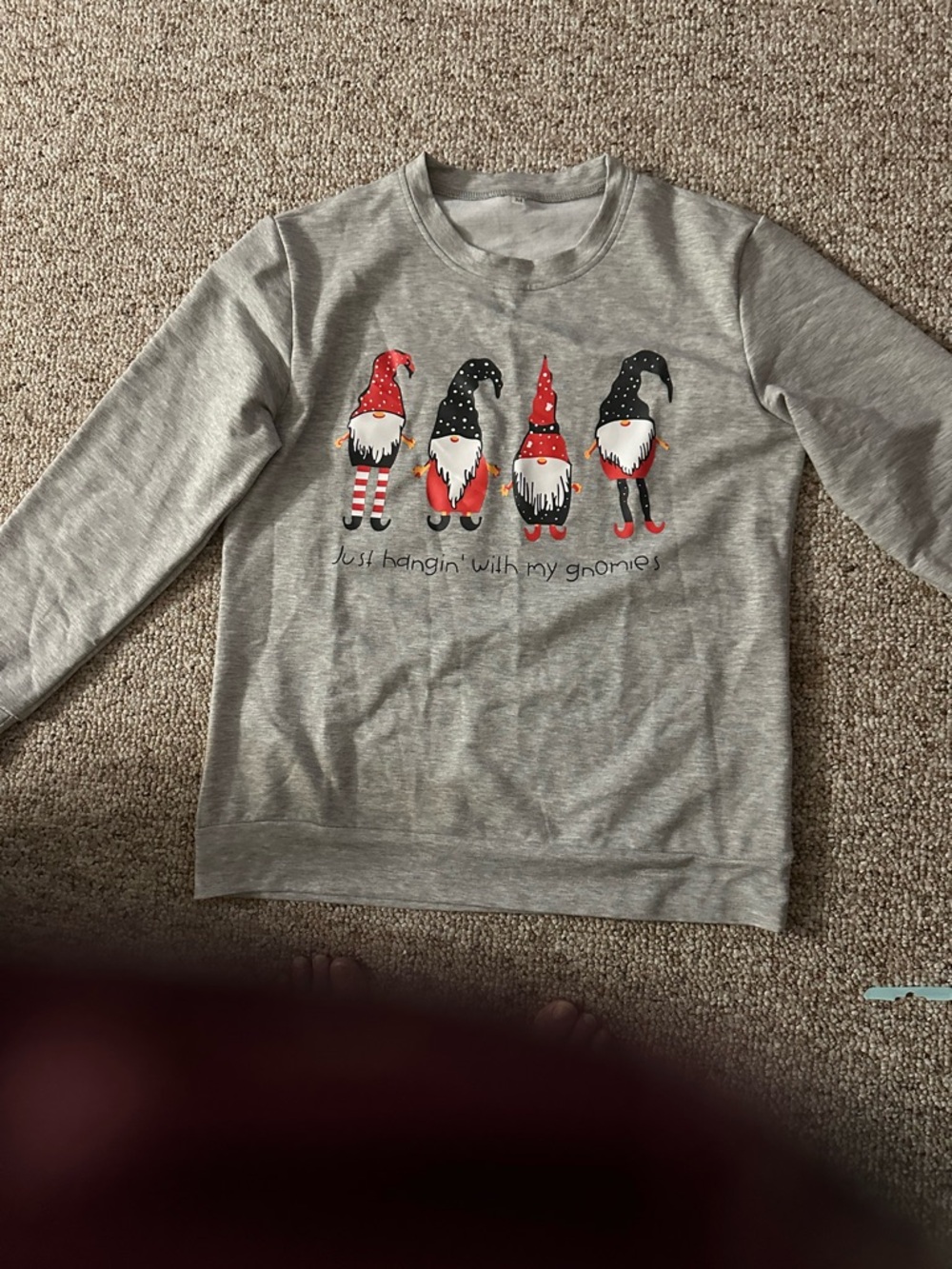 Women Grey Long-Sleeve Gnome Graphic sweatshirt